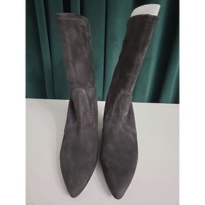 Stuart Weitzman Cling Pointed Toe Stretch Ankle Bootie Grey Suede 8.5 N‎ G229542